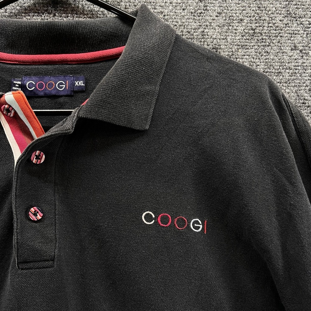 Vintage COOGI Polo Shirt Size 2XL Black Short-Sleeve Streetwear Hip Hop 90s